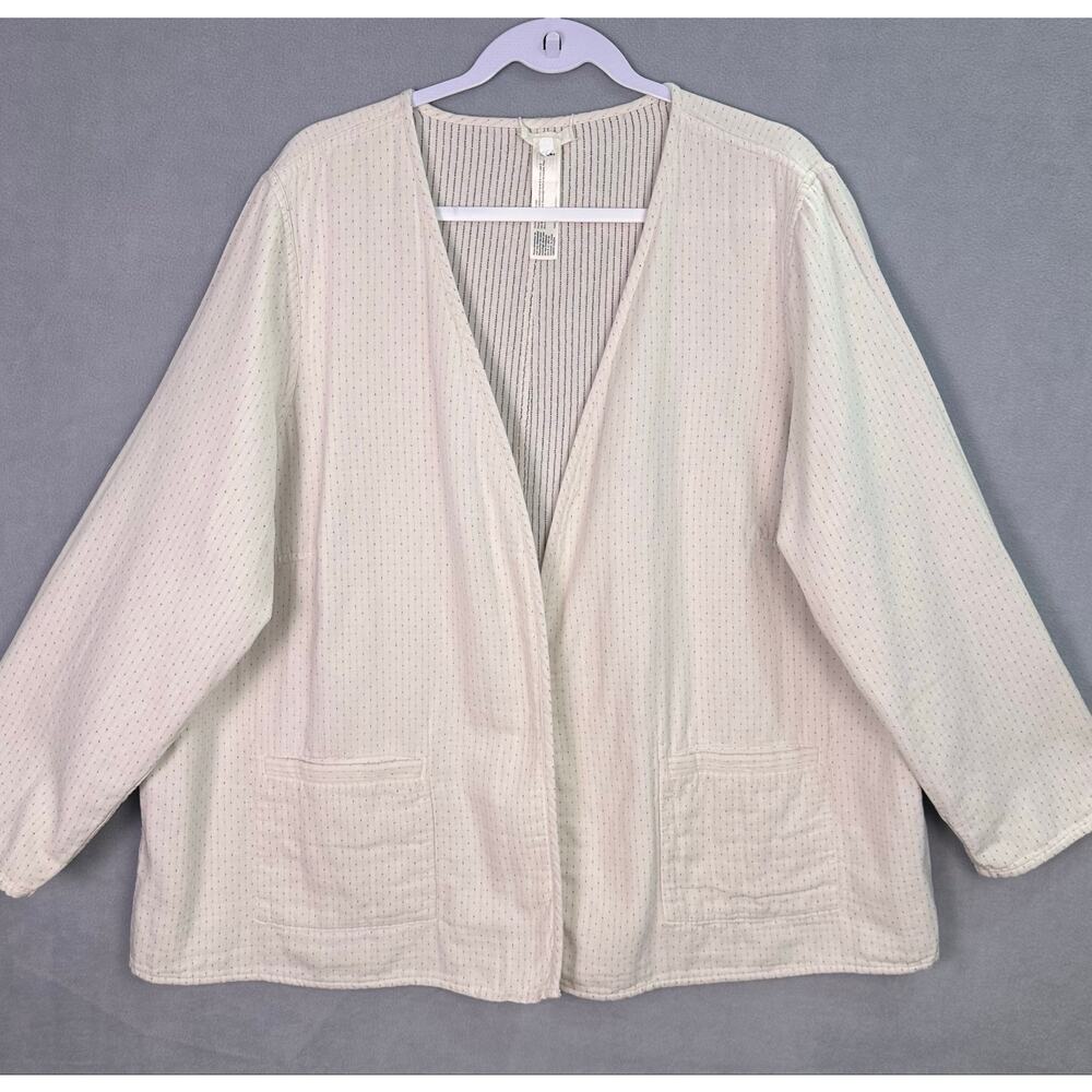 Eileen Fisher Reversible Organic Cotton Cardigan Jacket Stripe/Solid Size 2X - Picture 3 of 12